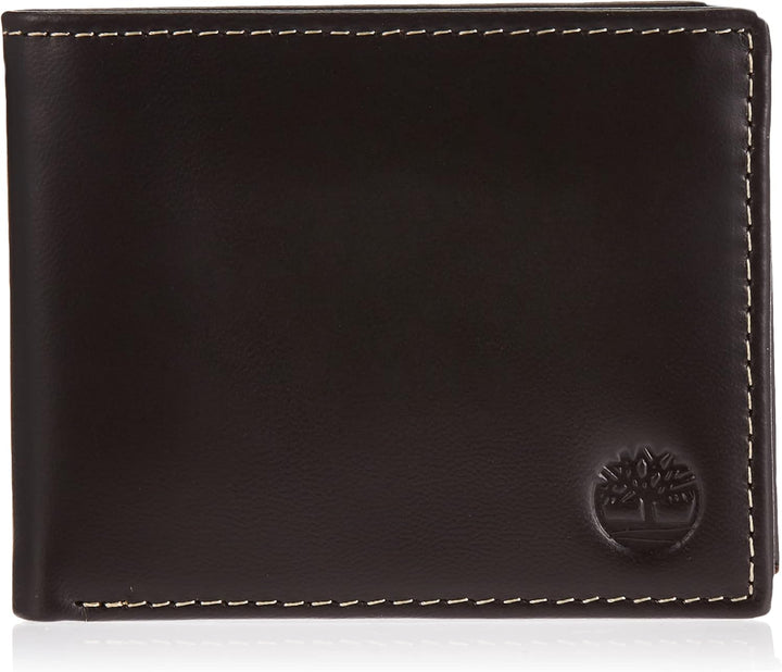Timberland D01387 Men's Leather Wallet With Attached Flip Pocket, Brown (Cloudy)