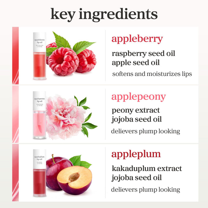 NOONI Korean Lip Oil - Applemint | Long-Lasting, Moisturizing, Plumping, Revitalizing for Dry Lips, Waterproof, No Peel Off, Hydrating, Nourishing Crystal Clear Lip Stain, 0.12 FL Oz