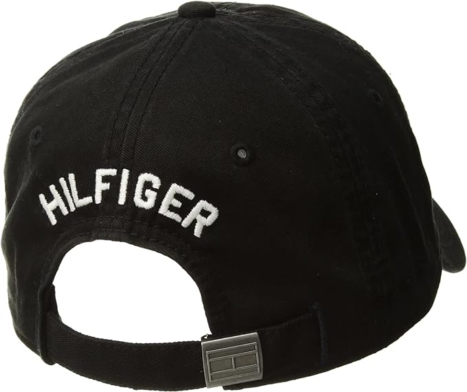 Tommy Hilfiger Men's Cotton Billy Adjustable Flap Baseball Cap Black