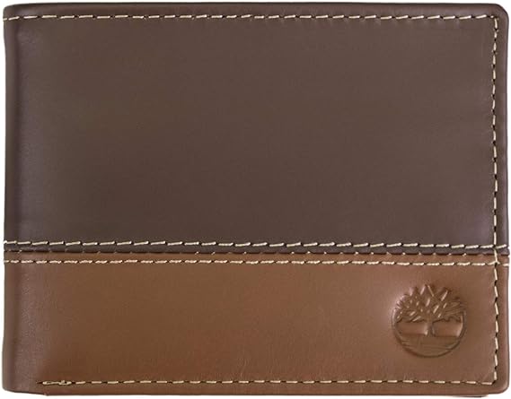 Timberland D87242/81 mens Leather Trifold Hybrid Passcase Wallet, Brown/Tan