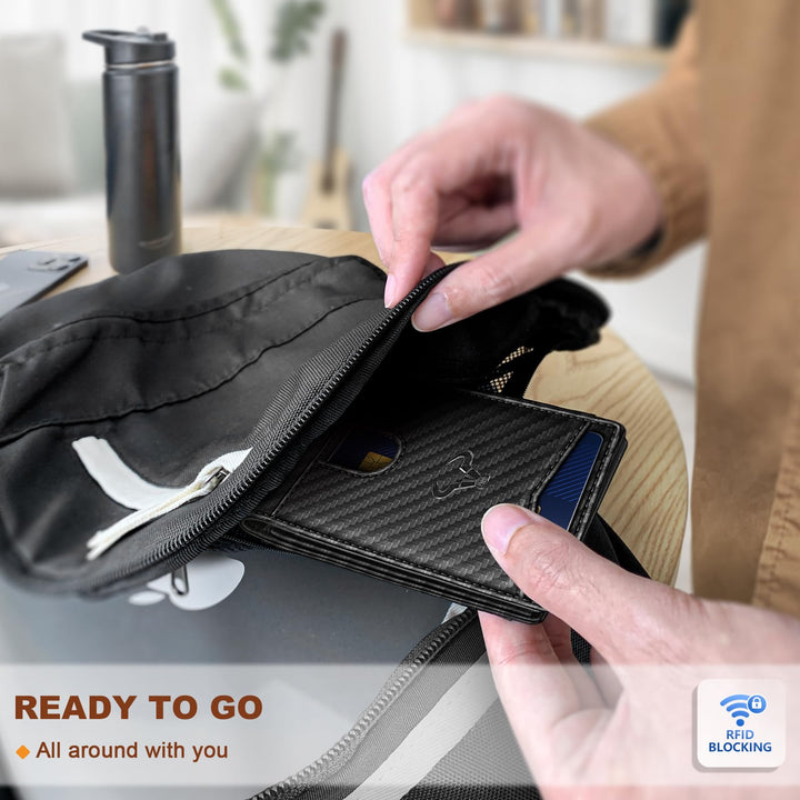 BULLIANT Men Wallet, Slim Leather Wallet Front Pocket Card Holder Gift For Men 11 Slots RFID Blocking