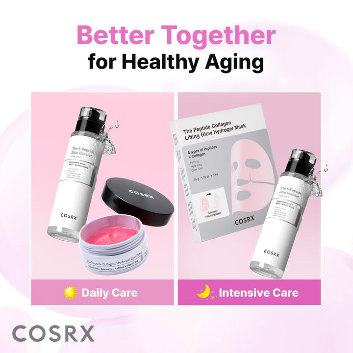 COSRX Pink Peptides Collagen Hydrogel Eye Patch for Puffy Eyes, Dark Circles &amp; Fine Lines, Cooling Under Eye Patches (60), Korean Skin Care