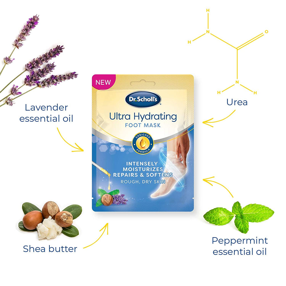 Dr. Scholl's Ultra Hydrating Foot Peel Mask , Intensely Moisturizes Repairs and Softens Rough Dry Skin with Urea, 1 Pair - 3alababak