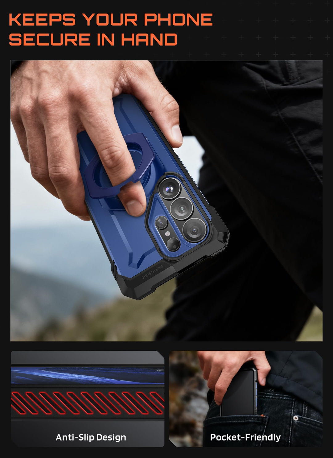 غطاء SUPCASE لهاتف Samsung Galaxy S26 Ultra مع حامل مدمج، ولوحة خلفية شفافة من البولي كربونات، ومغناطيس قوي، ومتوافق مع MagSafe، وحماية فائقة المتانة، ومقاوم للانزلاق، بتصميم Unicorn Beetle Grip