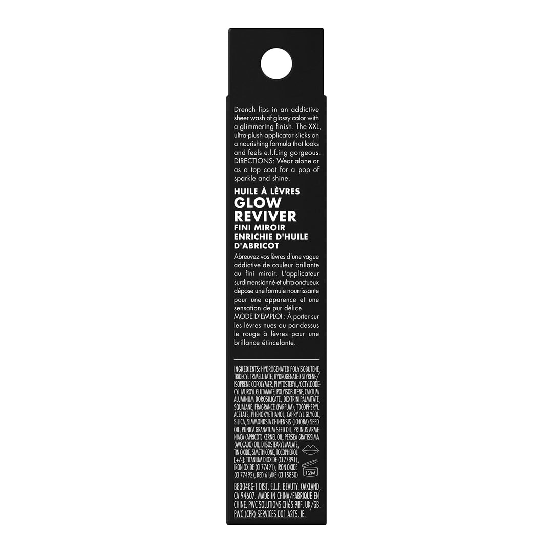 e.l.f. Glow Reviver Lip Oil, Nourishing and Hydrating with High-Shine Glimmer Finish & Sheer Wash Of Color, Minty Scent, Non-Sticky, Vegan & Cruelty-free