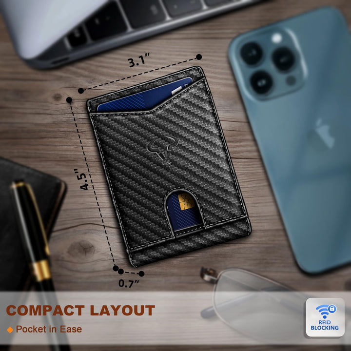 BULLIANT Men Wallet, Slim Leather Wallet Front Pocket Card Holder Gift For Men 11 Slots RFID Blocking