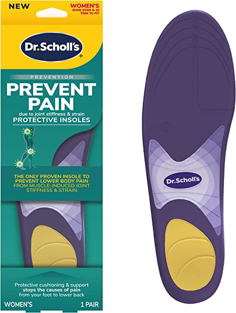 Dr. Scholl's Prevent Pain Lower Body Protective Insoles, 1 Pair, Women's 6-10, Protects Against Foot, Knee, Heel, and Lower Back Pain, Trim to Fit Inserts - 3alababak