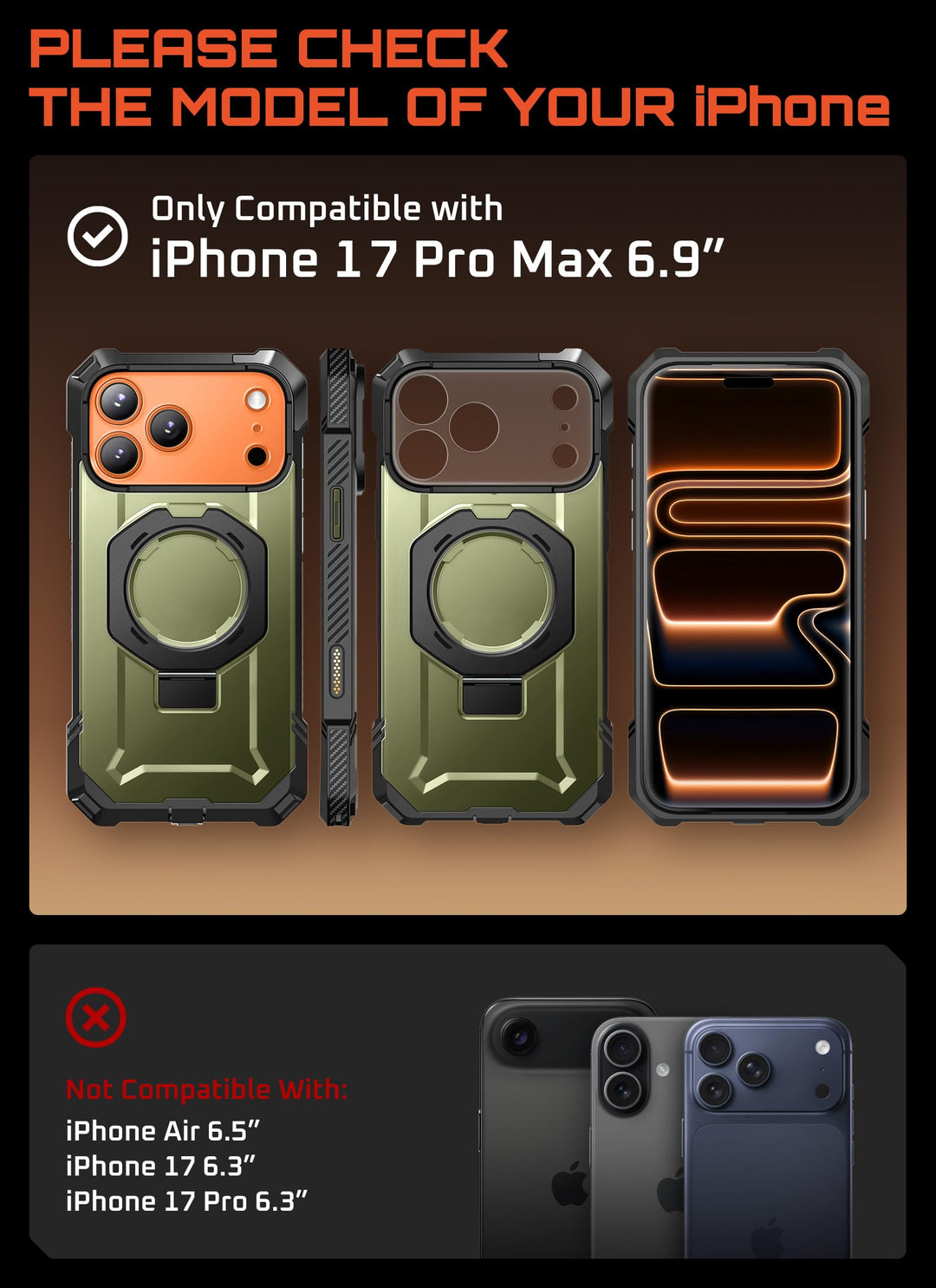 SUPCASE for iPhone 17 Pro Max Case with Kickstand (Unicorn Beetle Grip), [Camera Control Cover] [Compatible with MagSafe] [Military-Grade Drop Protection] Heavy Duty Magnetic Phone Case