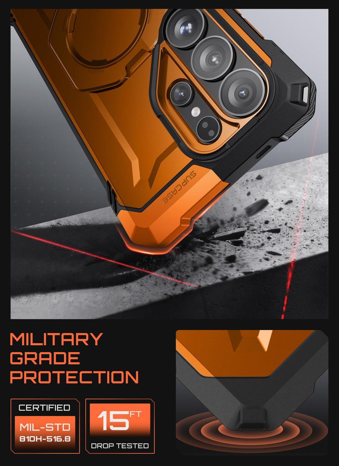 غطاء SUPCASE لهاتف Samsung Galaxy S26 Ultra مع حامل مدمج، ولوحة خلفية شفافة من البولي كربونات، ومغناطيس قوي، ومتوافق مع MagSafe، وحماية فائقة المتانة، ومقاوم للانزلاق، بتصميم Unicorn Beetle Grip