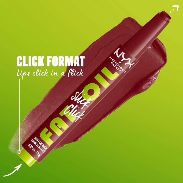 NYX PROFESSIONAL MAKEUP Fat Oil Slick Click, Lightweight, Buildable, Pigmented Vegan Lip Balm