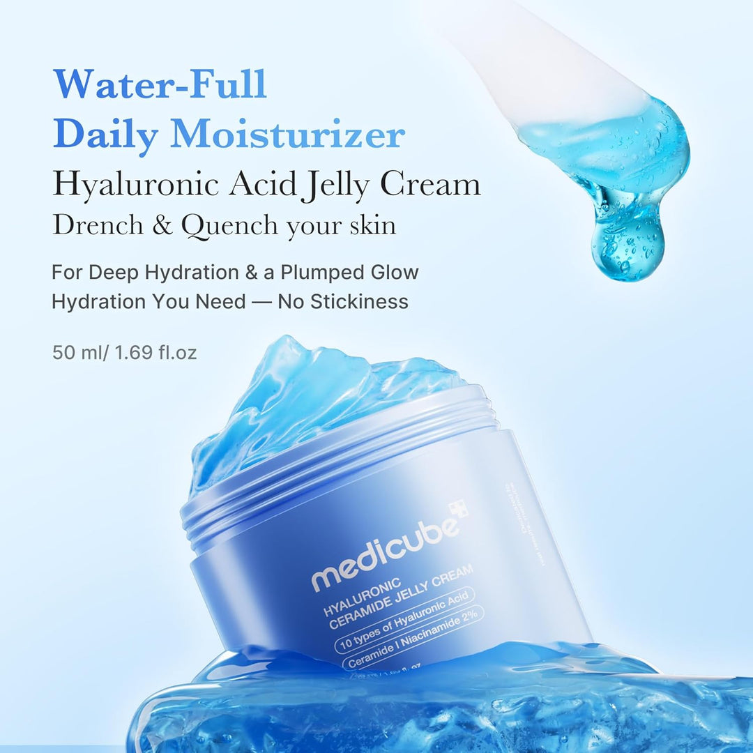 medicube Jelly Cream with Hyaluronic Acid | Daily Moisturizer for All Skin Types | Long-lasting Hydration with Hyaluronic Acid, Ceramides, Multi Peptides | Supports Skin&