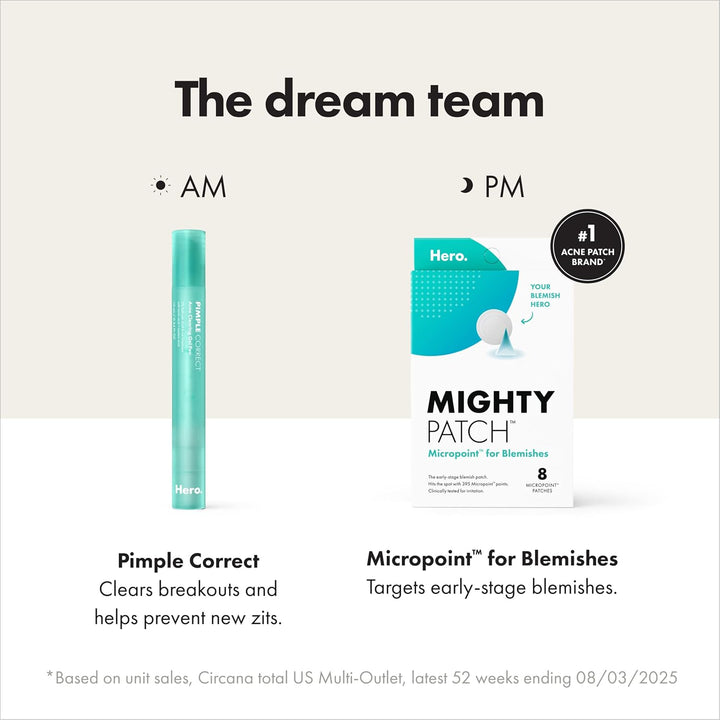 Hero Cosmetics Pimple Correct Acne Clearing Gel Pen - Maximum Strength 2% Salicylic Acid, Derm-Tested Formula for Current and Future Zits (1 Count)