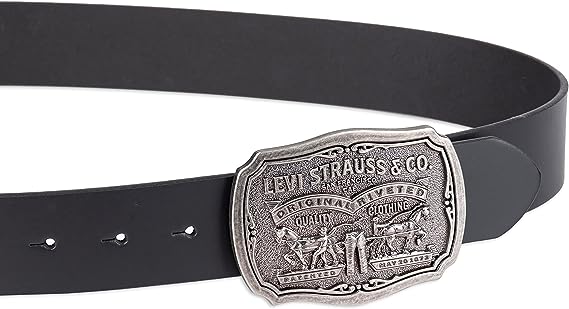 Levi's men's leather cheap belt with plaque buckle