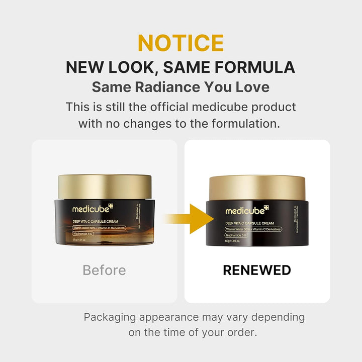 medicube Capsule Cream with Deep Vitamin C | Liposome Vitamin C Golden Capsule for Radiance &amp; Firm-Looking Skin | Hydrating Glow Gel Texture | Korean Skincare, 1.94 oz