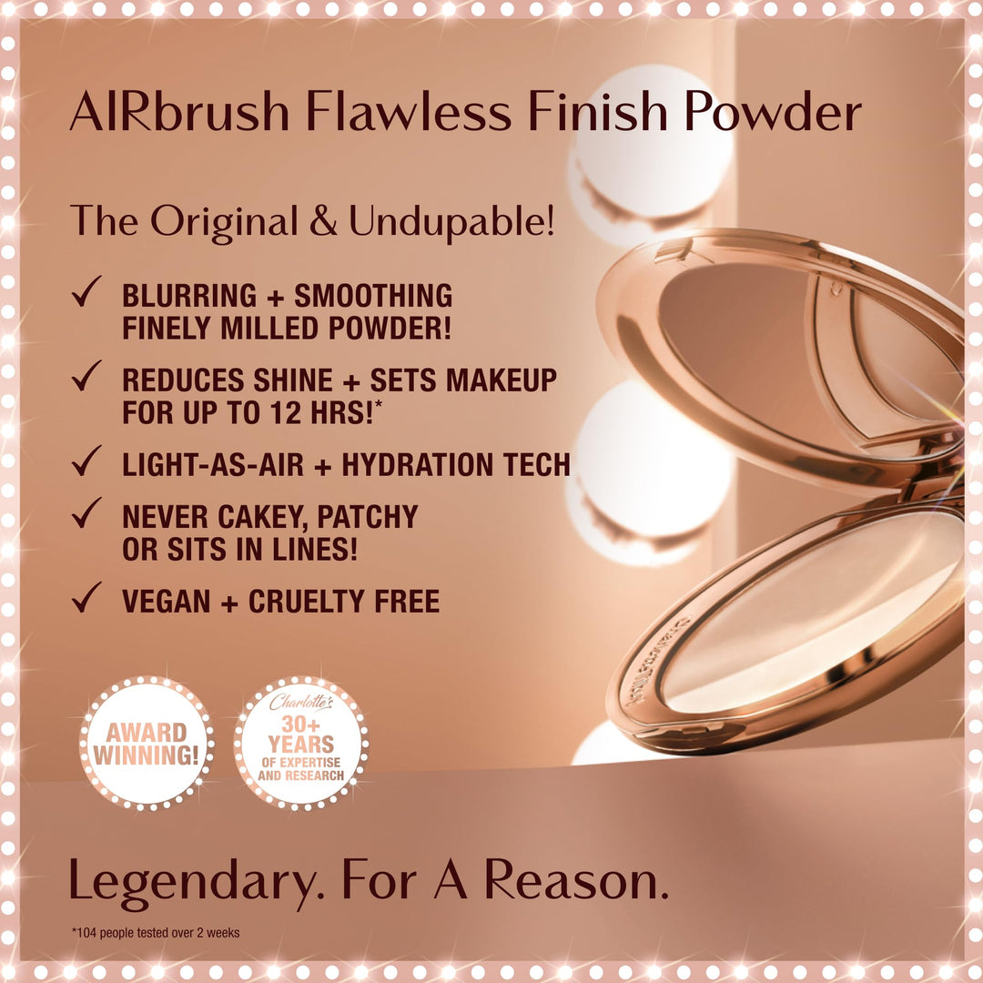 Charlotte Tilbury Airbrush Flawless Finish Setting Powder - Pore-Blurring Pressed Powder for Face Makeup to Minimize Shine with a Soft-Focus Finish - Full Size