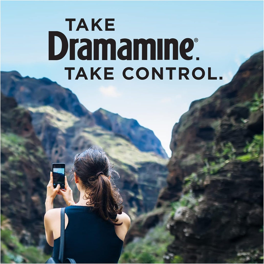 Dramamine Motion Sickness Less Drowsy, Travel Vial, Multicolor, 8 Count