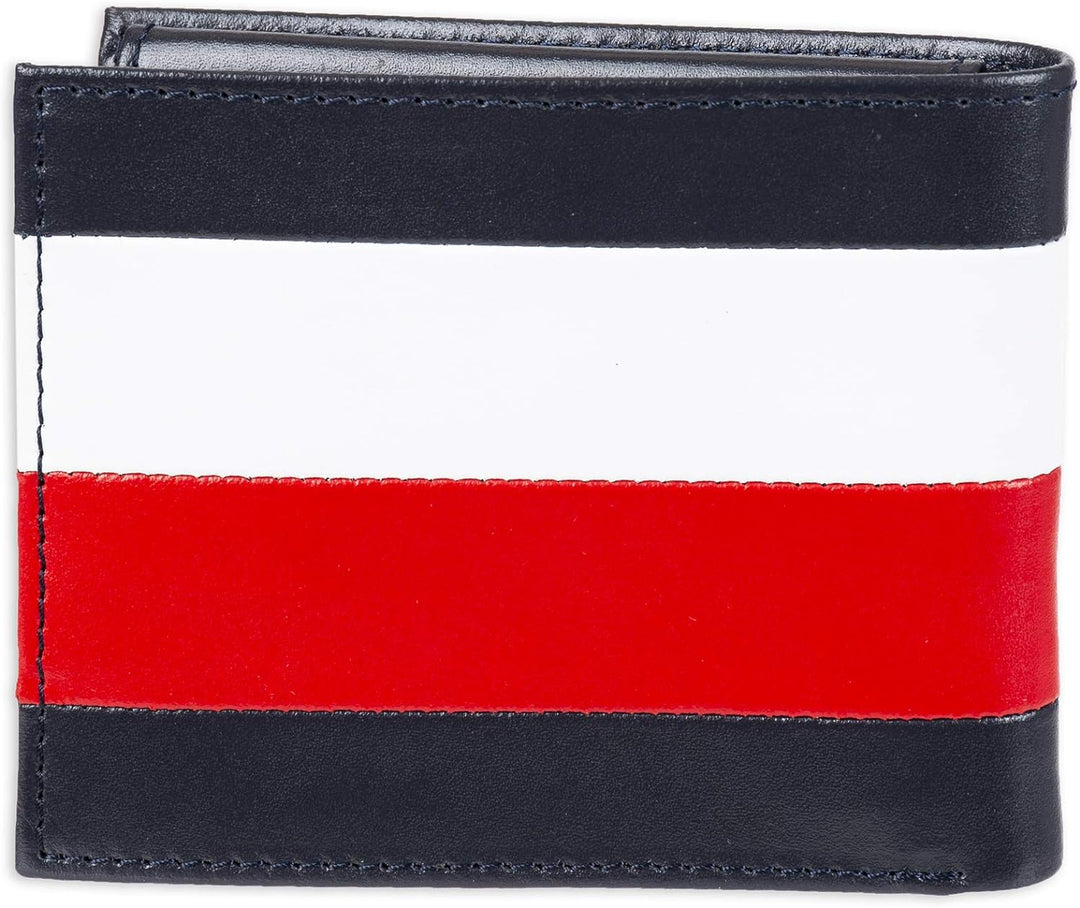 Tommy Hilfiger 31TL22X053 Men's Passcase Wallet with Multiple Card Slots White/Navy/Red