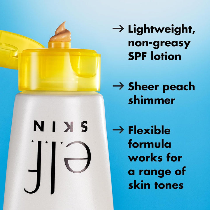 إي.إل.إف. سكين واقي شمسي للوجه وبرايمر مكياج سنتاتشابل ووه جلو بمعامل حماية SPF 30 مع حمض الهيالورونيك، نباتي ولم يُجرب على الحيوانات 1.69 أونصة سائلة