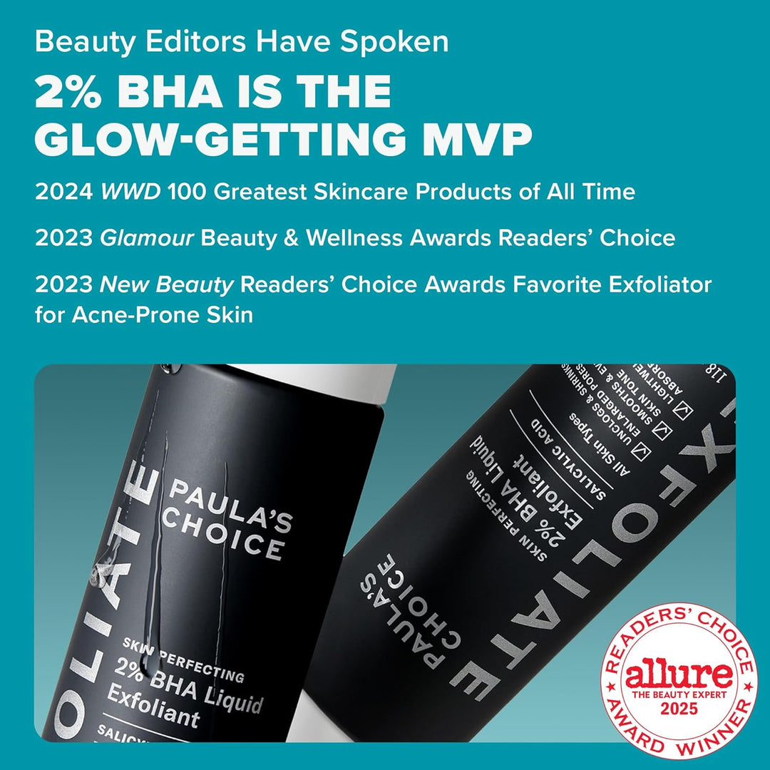 Paula's Choice Skin Perfecting 2% BHA Liquid Salicylic Acid Exfoliant, Gentle Facial Exfoliator for Blackheads, Large Pores, Wrinkles & Fine Lines
