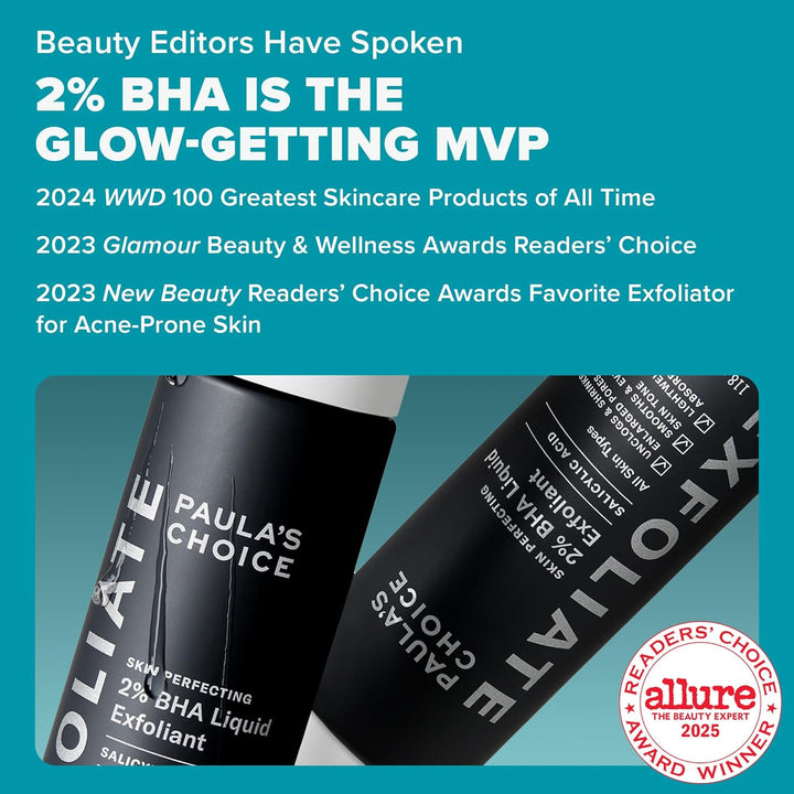 Paula's Choice Skin Perfecting 2% BHA Liquid Salicylic Acid Exfoliant, Gentle Facial Exfoliator for Blackheads, Large Pores, Wrinkles & Fine Lines