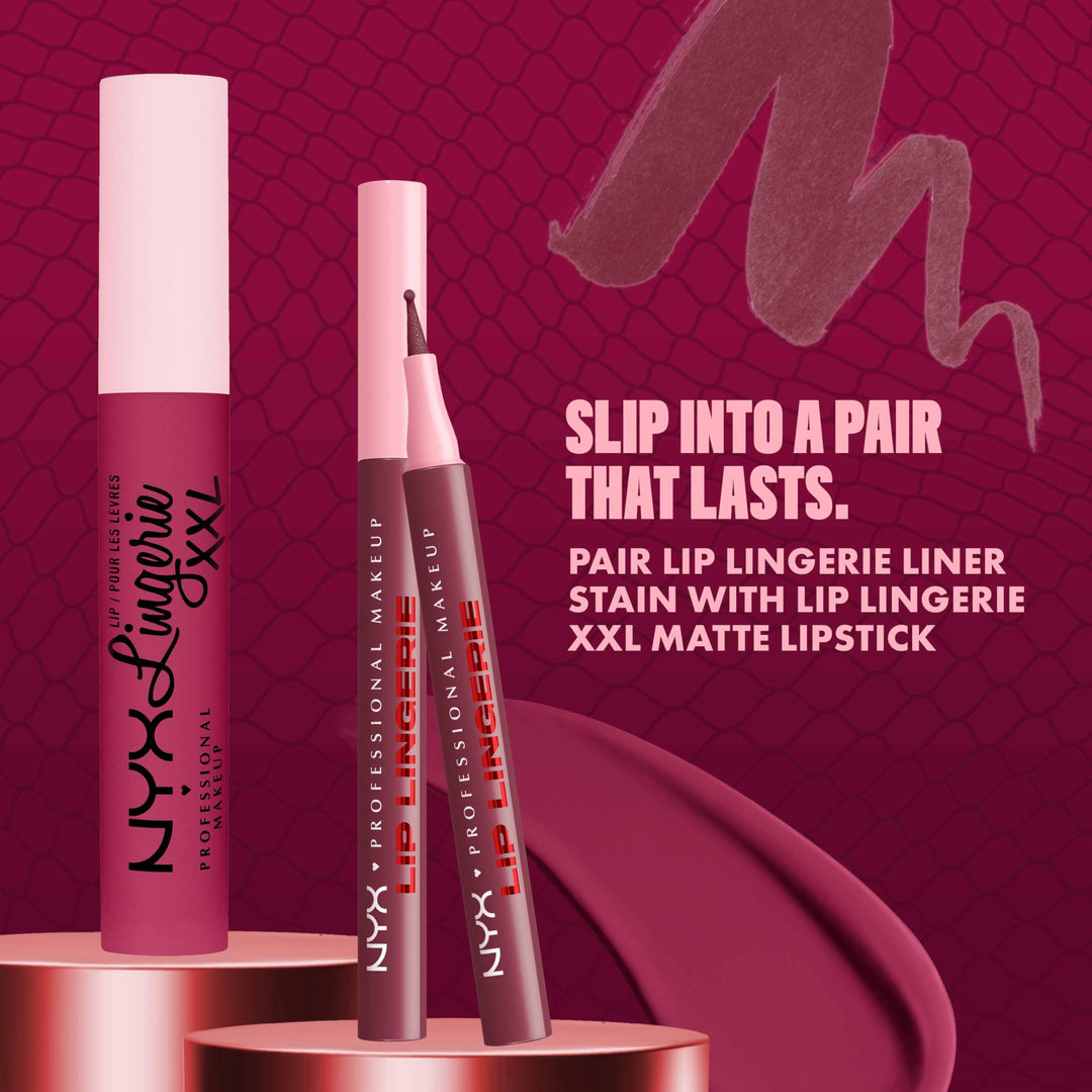 NYX PROFESSIONAL MAKEUP Lip Lingerie Liner Stain, Seamless Make Up with All-Day Color, Waterproof Lip Stain Finish - Up All Night