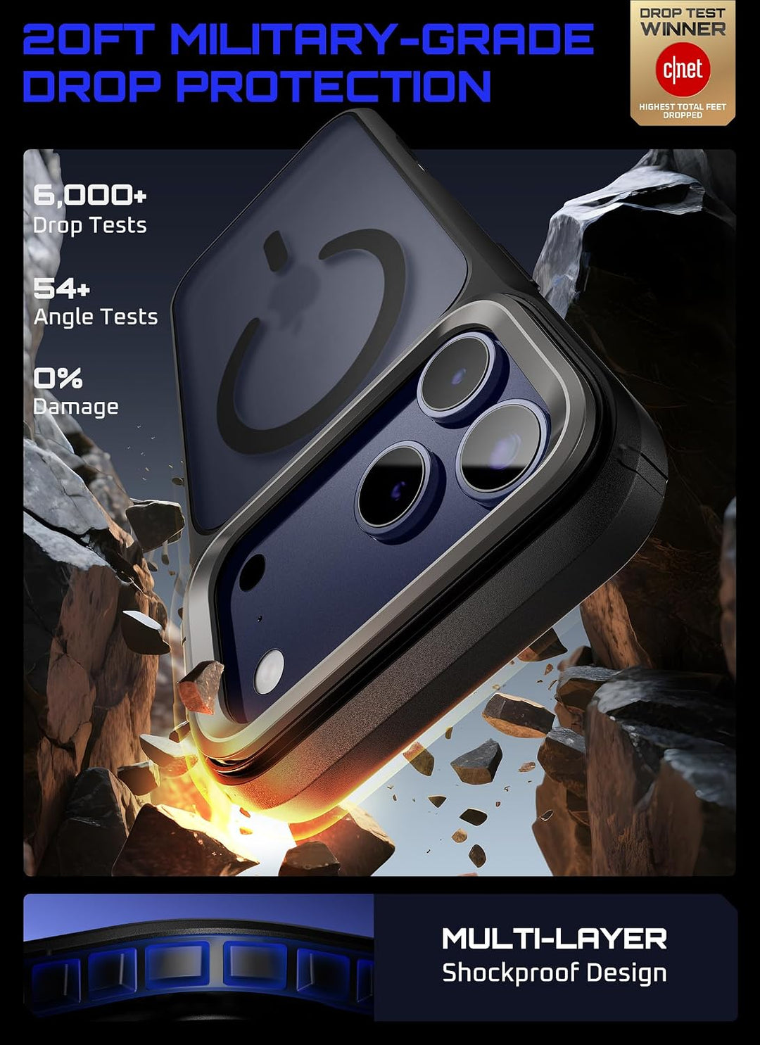 جراب SUPCASE لهاتف iPhone 18 Pro Max / 17 Pro Max مع مسند، زر تحكم بالكاميرا، متوافق مع MagSafe، حماية بمعايير عسكرية، ظهر شبه شفاف نحيف، إصدار Unicorn Beetle Mag