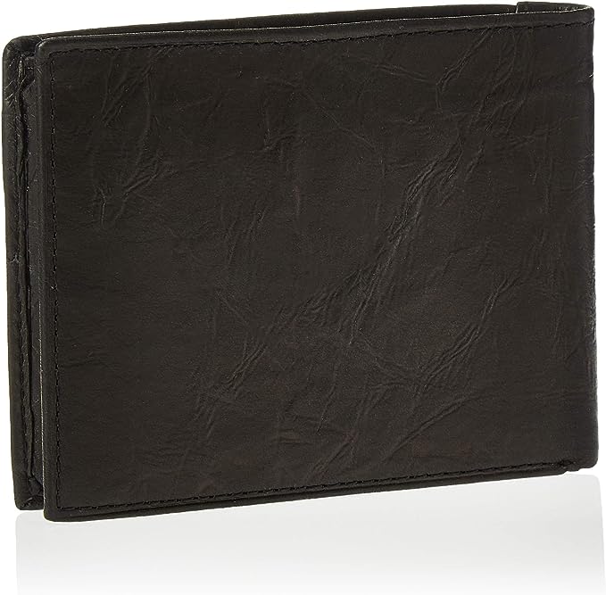 Fossil Men's Leather Bifold Wallet with Flip ID Window ML3899001, Neel Black - 3alababak