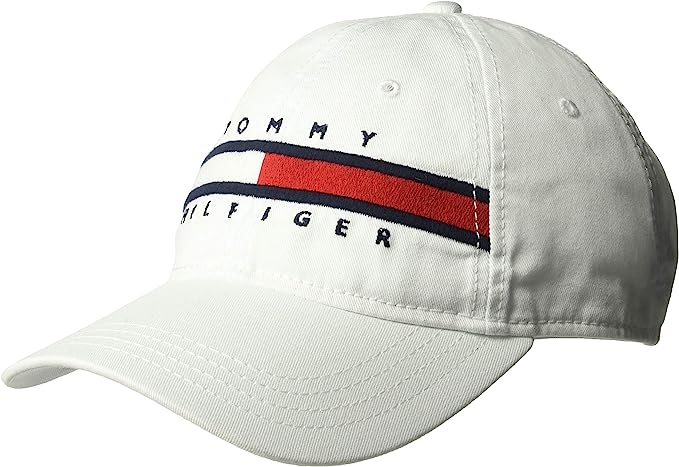 Tommy Hilfiger Men’s Cotton Avery Adjustable Baseball Cap - Bright White - 3alababak