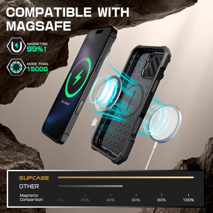 SUPCASE for iPhone 16 Pro Case 6.3'' 2024 with Camera Control Capture Button (UBMag XT), [Compatible with MagSafe] [Camera Cover Stand] [Military-Grade Protection] Rugged Magnetic Phone Case