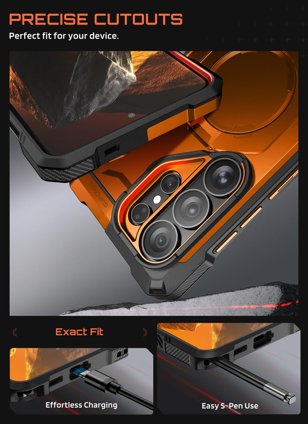 غطاء SUPCASE لهاتف Samsung Galaxy S26 Ultra مع حامل مدمج، ولوحة خلفية شفافة من البولي كربونات، ومغناطيس قوي، ومتوافق مع MagSafe، وحماية فائقة المتانة، ومقاوم للانزلاق، بتصميم Unicorn Beetle Grip