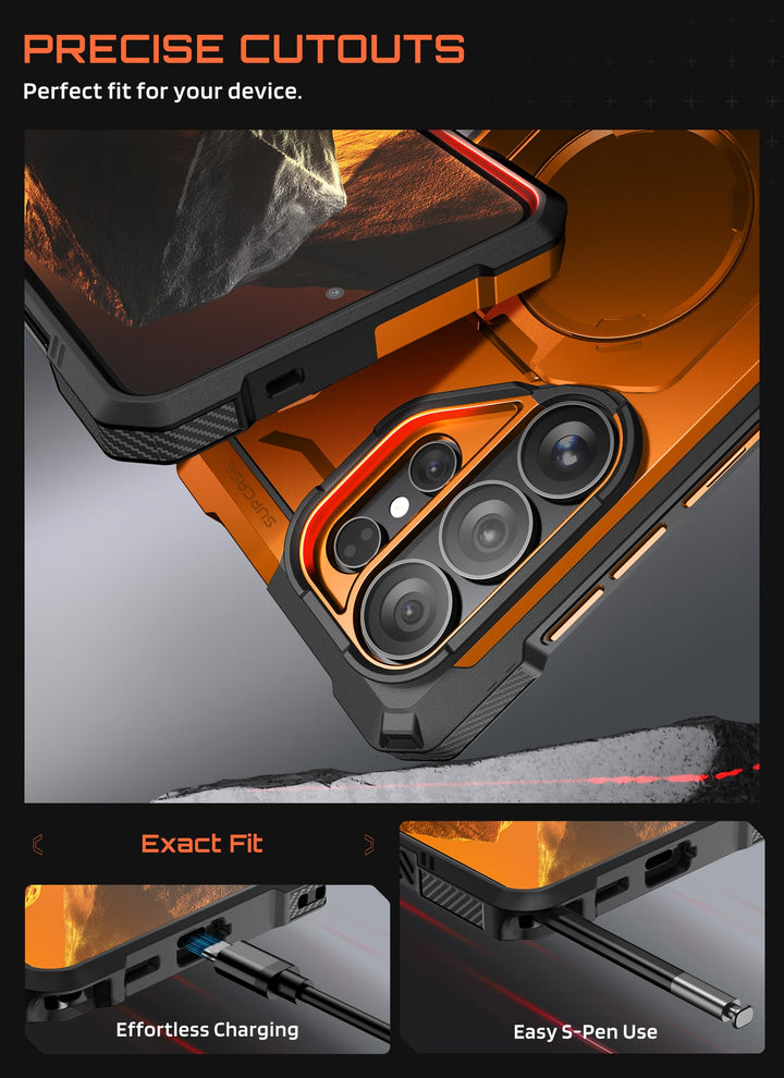 غطاء SUPCASE لهاتف Samsung Galaxy S26 Ultra مع حامل مدمج، ولوحة خلفية شفافة من البولي كربونات، ومغناطيس قوي، ومتوافق مع MagSafe، وحماية فائقة المتانة، ومقاوم للانزلاق، بتصميم Unicorn Beetle Grip