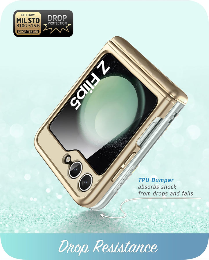 i-Blason Cosmo for Samsung Galaxy Z Flip 5 Case with Hinge Protection, [Built-in Front Screen Protector] Slim Stylish Protective Case