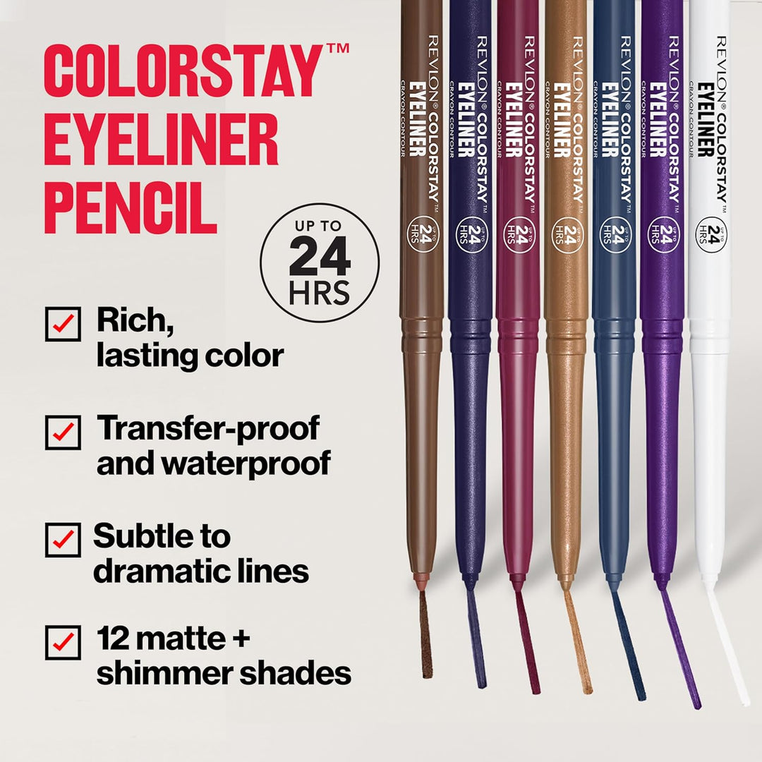 Revlon ColorStay Pencil Waterproof Eyeliner, Smudge-Proof, Eye Makeup with Built-In Sharpener, 201 Black, 0.01