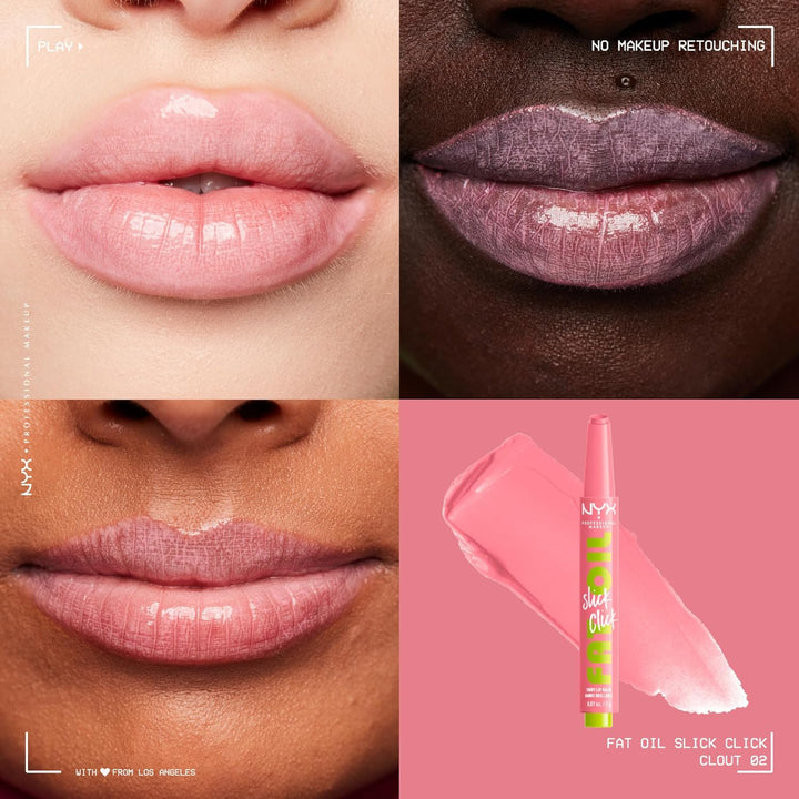 NYX PROFESSIONAL MAKEUP Fat Oil Slick Click, Lightweight, Buildable, Pigmented Vegan Lip Balm