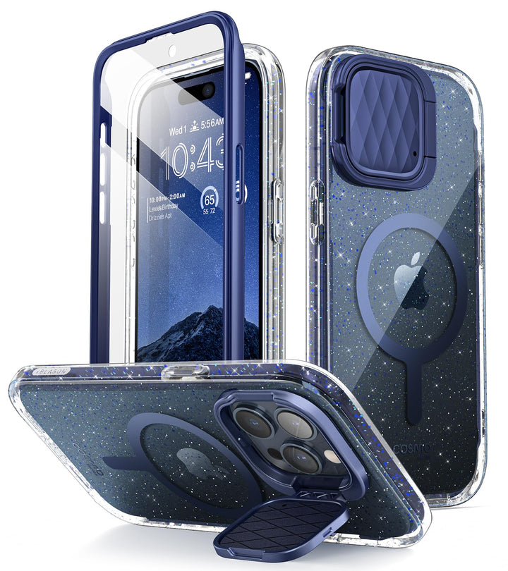 i-Blason Cosmo Magnetic for iPhone 15 Pro Max Case MagSafe with Camera Cover Stand, Slim Style Full-Body Phone Case for iPhone 15 Pro Max with Built-in Screen Protector & Kickstand