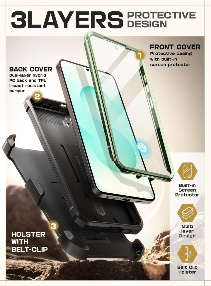 SUPCASE for Samsung Galaxy S25 Plus Case with Stand (Unicorn Beetle Pro), [2 Front Frames] [Built-in Screen Protector & Belt-Clip] Military-Grade Protection Phone Case for Galaxy S25 Plus 6.7"