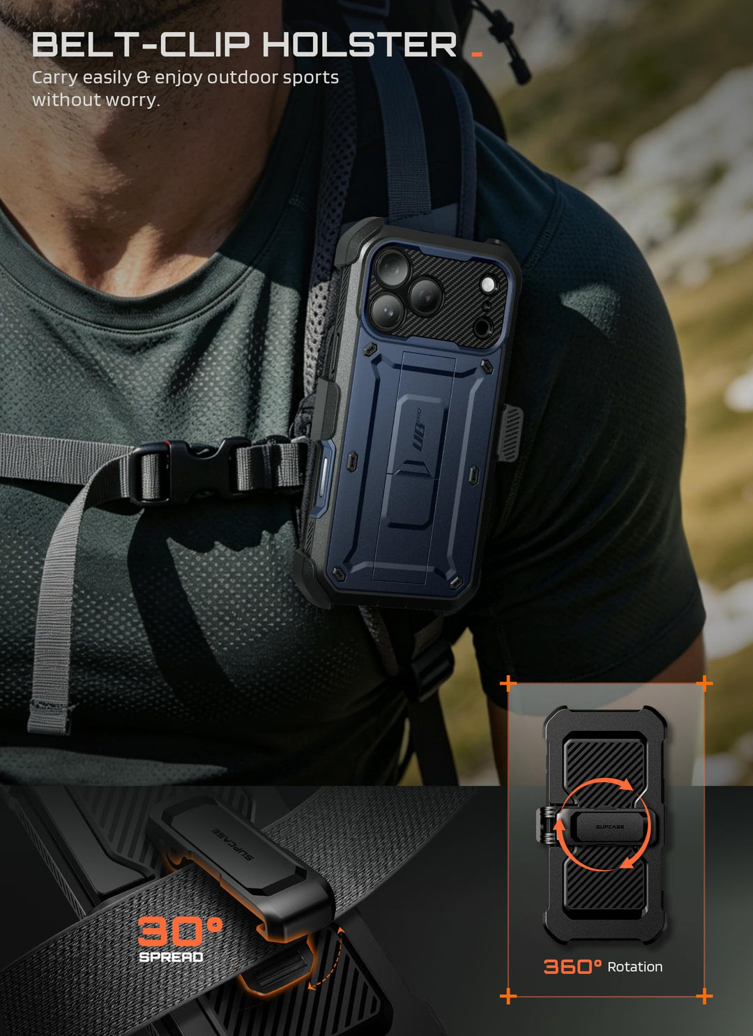SUPCASE for iPhone Case, Belt Clip, Military-Grade Protection, Built-in Kickstand &amp; Screen Protector, Camera Control, Heavy-Duty Phone Case, Unicorn Beetle Pro