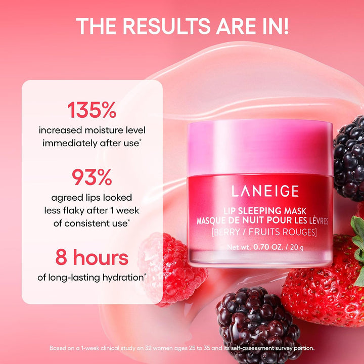 LANEIGE Midnight Minis For Dry Lips | Hydrating &amp; Nourishing Overnight Lip Treatment Mask with Vitamin C, Shea &amp; Murumuru Seed Butter