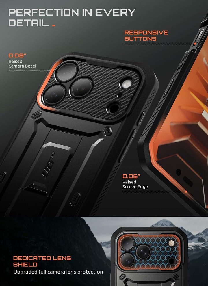SUPCASE for iPhone Case, Belt Clip, Military-Grade Protection, Built-in Kickstand &amp; Screen Protector, Camera Control, Heavy-Duty Phone Case, Unicorn Beetle Pro