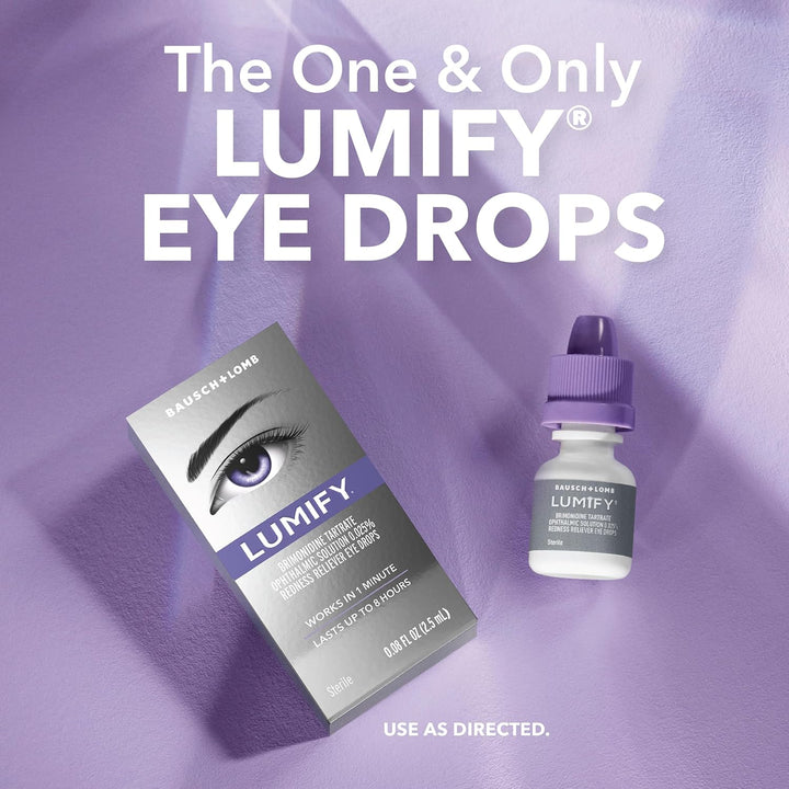 LUMIFY Eye Drops for Red Eyes, Redness Reliever for Brighter Looking Eyes, Works in 1 Minute &amp; Lasts Up to 8 Hours, Eye Drops, 0.08 Fl Oz (2.5 mL)