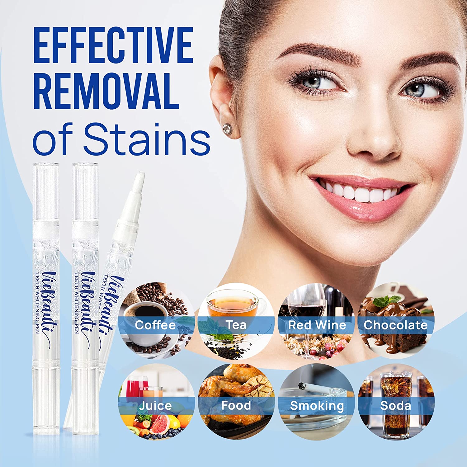 VieBeauti Teeth Whitening Pen, 30+ Uses, Effective, Painless, No Sensitivity, Travel-Friendly, Easy to Use, Beautiful White Smile, Mint Flavor - 1 Pen - 3alababak