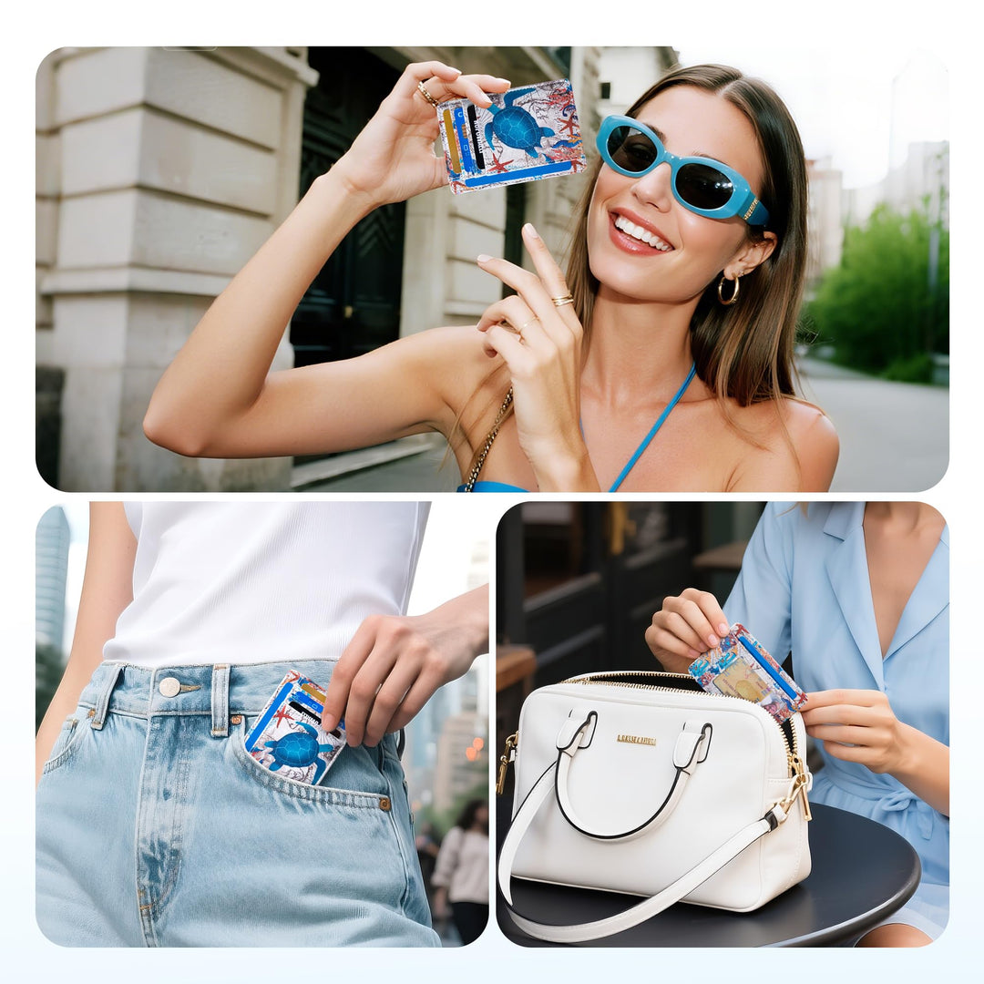 Travelambo Front Pocket Minimalist Leather Slim Wallet RFID Blocking Medium Size
