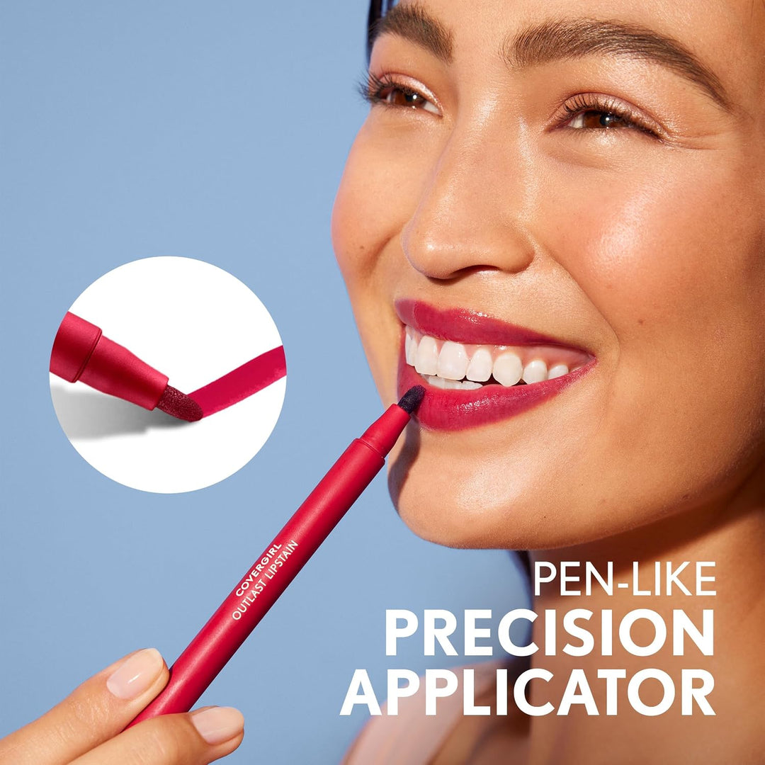 Covergirl Outlast Lipstain, Smooth Application, Precise Pen-Like Tip, Transfer-Proof, Satin Stained Finish, Vegan Formula, 0.06oz