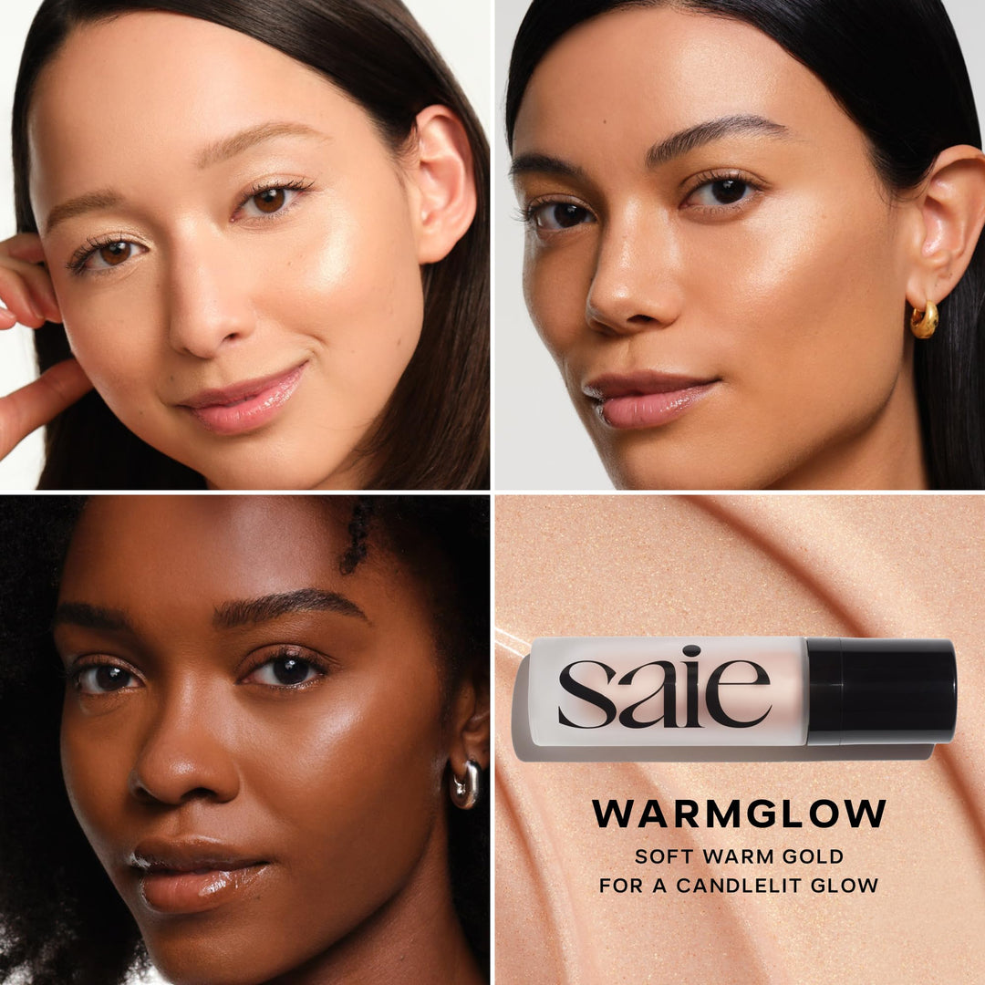 Saie Mini Glowy Super Gel Lightweight Illuminator - Luminizer + Makeup Primer for Glowing Skin - Enriched with Vitamin C + Hydrating Squalane Oil