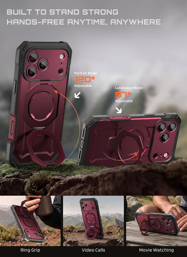 جراب SUPCASE لهاتف iPhone 18 Pro / iPhone 17 Pro، حماية فائقة مع واقي شاشة زجاجي، زر التحكم بالكاميرا، حامل مغناطيسي، متوافق مع MagSafe، جراب حماية كامل للجسم Unicorn Beetle Grip Pro