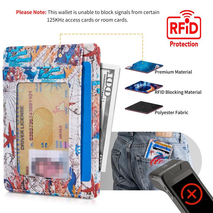 Travelambo Front Pocket Minimalist Leather Slim Wallet RFID Blocking Medium Size