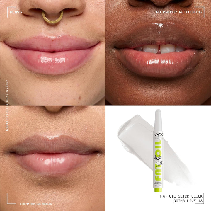 NYX PROFESSIONAL MAKEUP Fat Oil Slick Click, Lightweight, Buildable, Pigmented Vegan Lip Balm