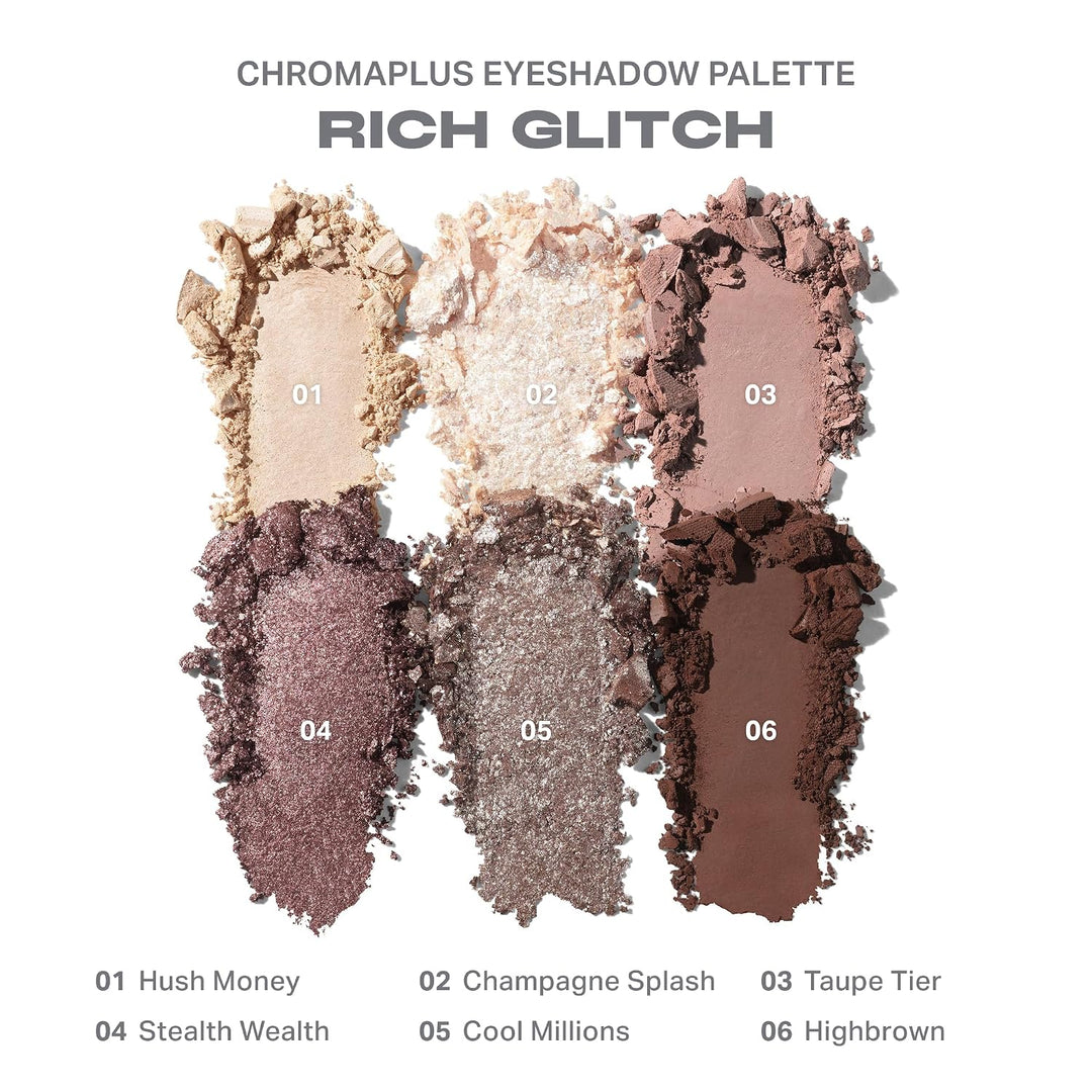 Morphe ChromaPlus 6-Pan Eyeshadow Palette - High Pigment Eye Makeup with Shimmer, Matte &amp; Metallic Eye Shadow - Neutral Eyeshadow Makeup Collection for All-Day Wear