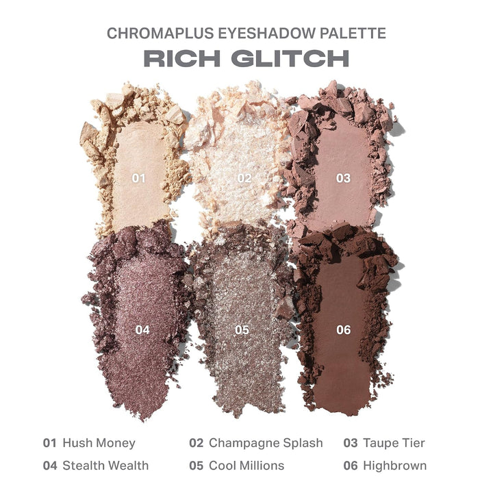 Morphe ChromaPlus 6-Pan Eyeshadow Palette - High Pigment Eye Makeup with Shimmer, Matte &amp; Metallic Eye Shadow - Neutral Eyeshadow Makeup Collection for All-Day Wear