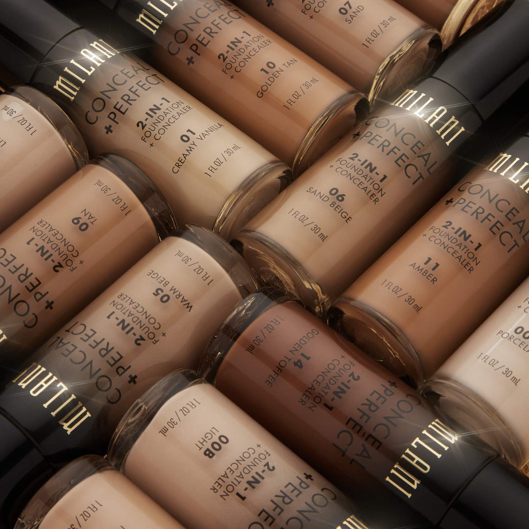 Milani Conceal + Perfect 2-in-1 Foundation + Concealer for a Flawless Complexion, Under Eye Corrector, Cover Redness and Imperfections, Waterproof and Sweatproof